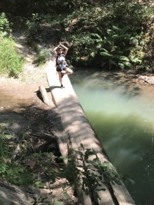Yoga pose at Opal Creek in Big Basin National Park