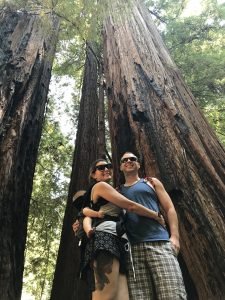Family photo in front of Redwood tree at Big Basin National Park